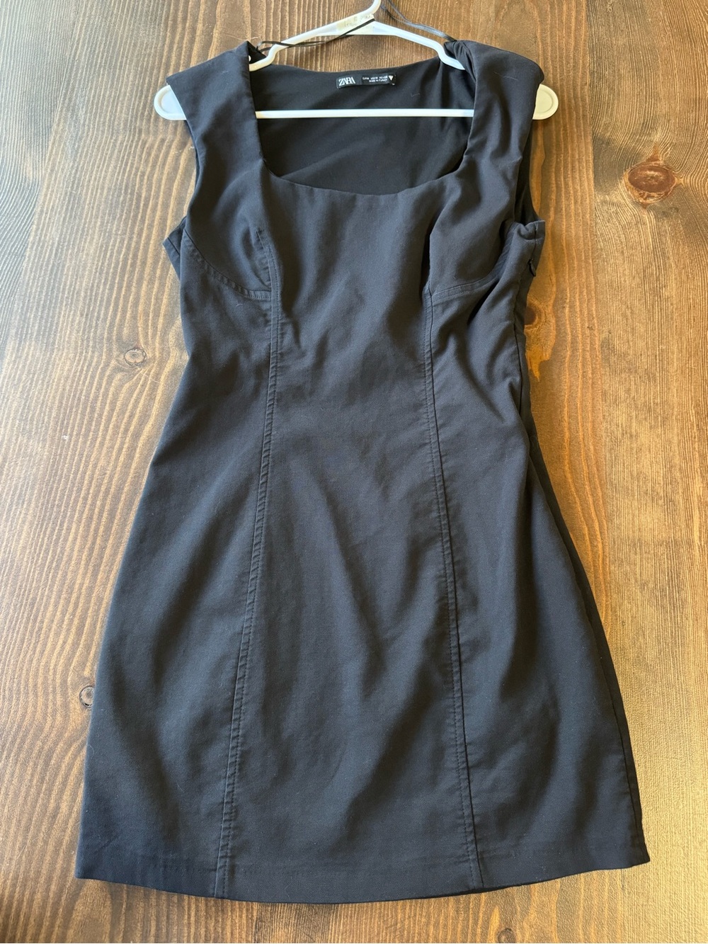 Zara Black Square-Neck Mini Dress